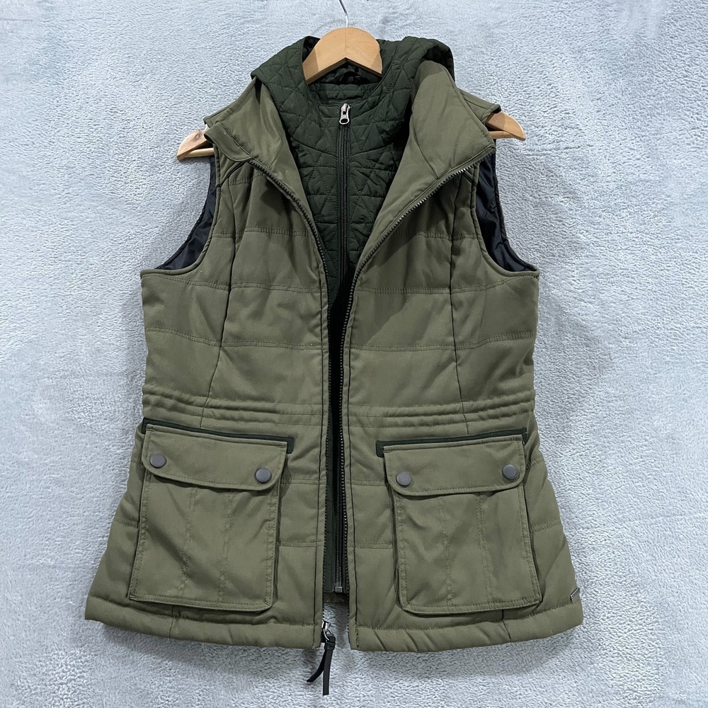 prAna Women's Cargo Green Halle PrimaLoft Hooded Vest Medium Olive Green Outdoor